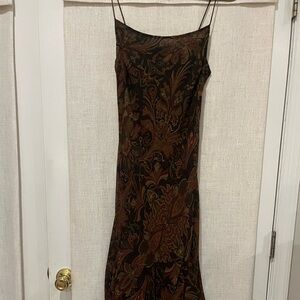 Ralph Lauren Tan and Brown 100% Silk Dress (size 8)